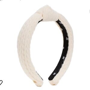Lele Sadoughi Women's Cable Knit Slim Knotted Headband, Ivory, Off White